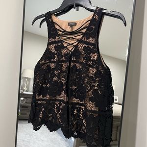 Express: Size Small, Black Lace, Lace Up Tank